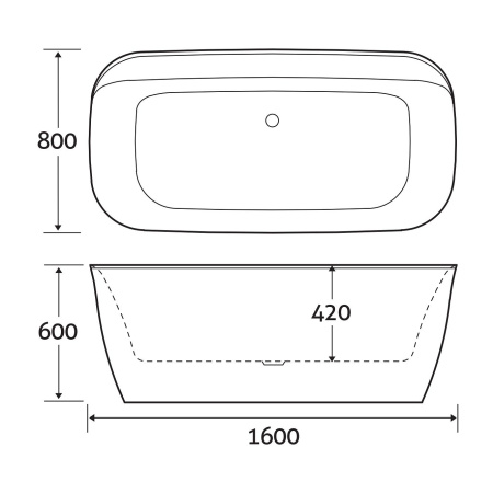 Ванна акриловая (160х80) Art&Max AM-316-1600-800