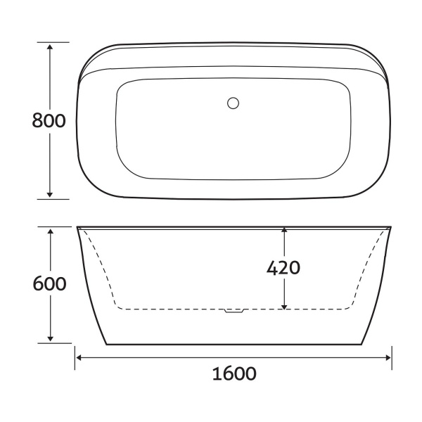 Ванна акриловая (160х80) Art&Max AM-316-1600-800 Ванна акриловая (160х80) Art&Max AM-316-1600-800