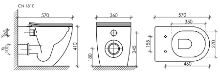 Напольный приставной унитаз Ceramica Nova Mia Rimless CN1810