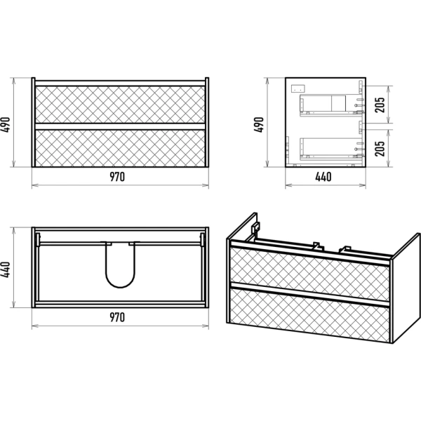Тумба под раковину Brevita Chester 97 CHE-09100-49502Я