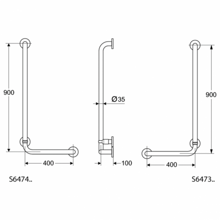 Угловой опорный поручень 90х40 см Ideal Standard CONTOUR, S6473AC