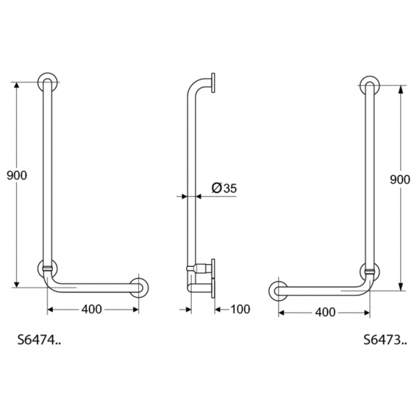 Угловой опорный поручень 90х40 см Ideal Standard CONTOUR, S6473AC