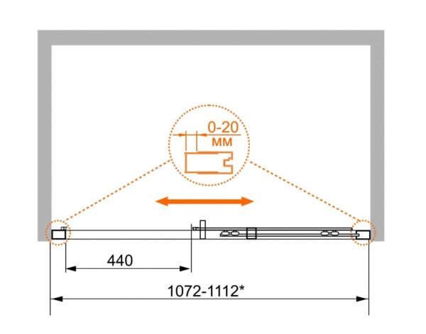 Душевая дверь в нишу Cezares PORTA-BF-1-140-P-Cr