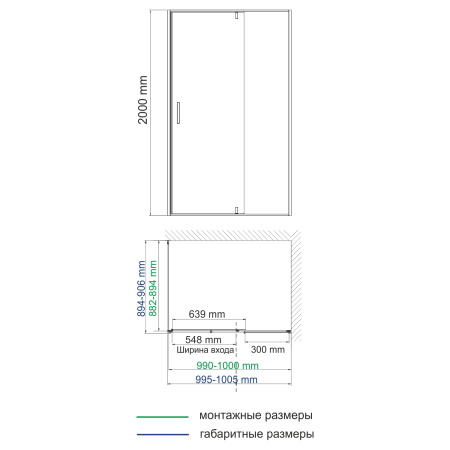 Душевой уголок (100х90) WasserKRAFT Elbe 74P22