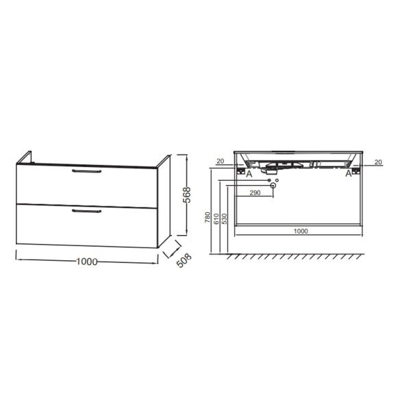 Тумба под раковину Jacob Delafon Odeon Rive Gauche 100 EB2524-R9-E52