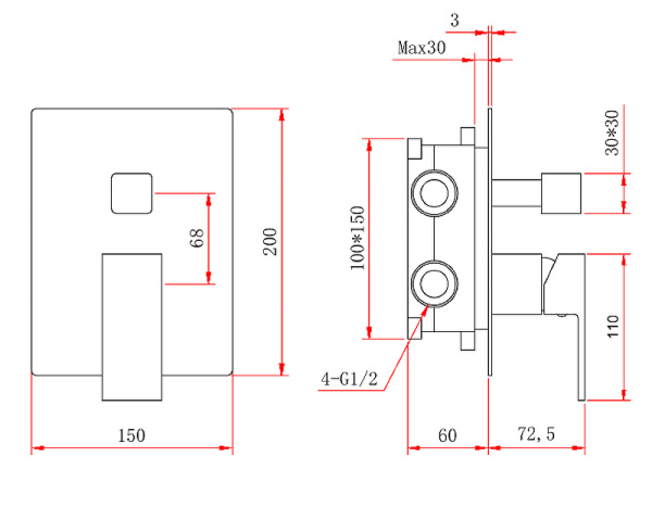 Душевая система Berges Wasserhaus Ventas 2S 073001
