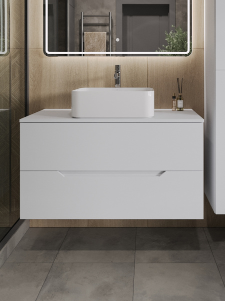 Тумба с раковиной подвесная 100 см, Orange Line Li-100TuwMDF+B02-460W белый