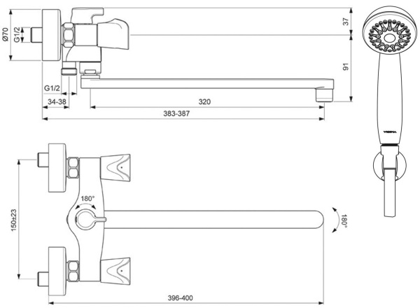 Смеситель для ванны Vidima Neo BA336AA