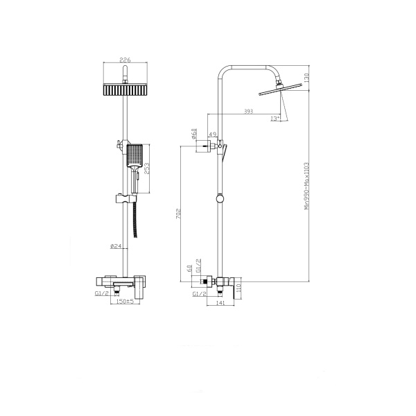 Душевая система с изливом Rush Thira TR3635-50Black