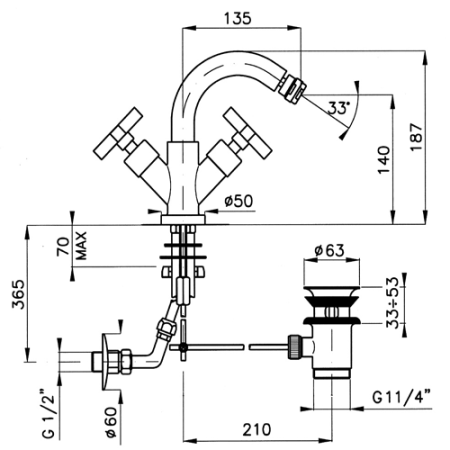 Смеситель для биде Nicolazzi M.Croce 2237CR27