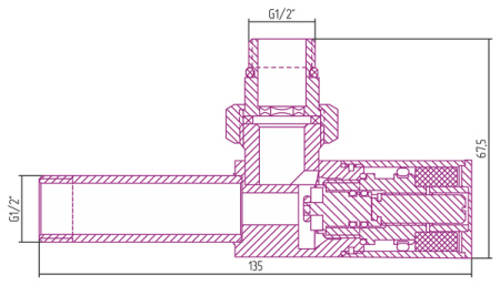 Вентиль угловой Сунержа (цилиндр) G 1/2" НР х G 1/2" НР Сатин 071-1400-1212