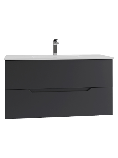 Тумба подвесная с раковиной Orange Line Li-100Tub+Ra черный матовый