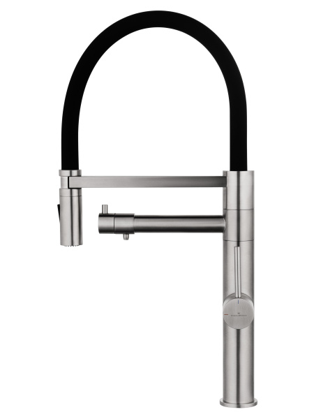 Смеситель для кухни с гибким изливом и подключением фильтра WONZON & WOGHAND, брашированный никель WW-88458007-BN