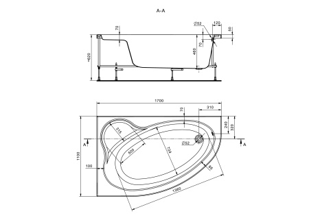 Акриловая ванна (170х110)  Santek Эдера  L  1WH111995