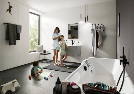 Двойной держатель полотенец Hansgrohe AddStoris 41743340 шлифованный черный хром 