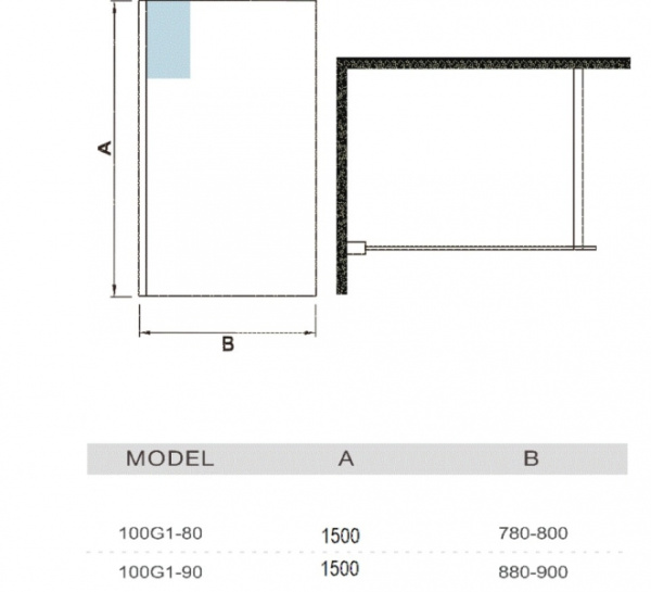 Шторка на ванну WeltWasser 100G1-90 WW100 (10000001227)