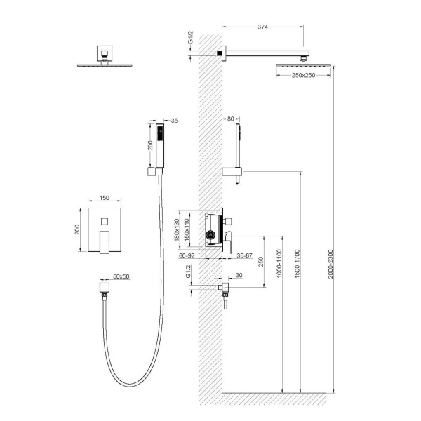 Душевой комплект Timo Selene SX-2069/16SM Душевой комплект Timo Selene SX-2069/16SM