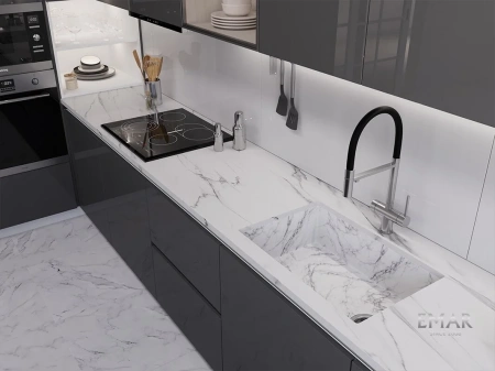 Кухонная мойка (66х44) EMAR EMB-660(UN) White Elegant