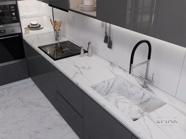 Кухонная мойка (66х44) EMAR EMB-660(UN) White Elegant