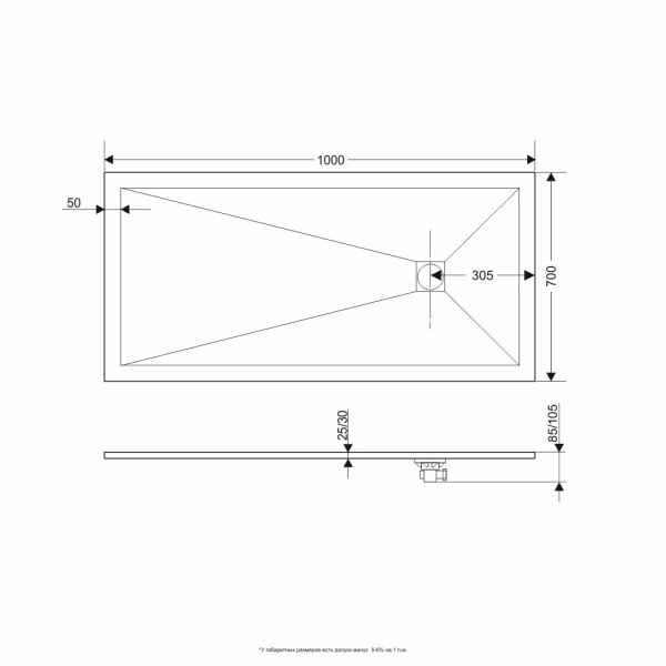 Душевой поддон (100х70) RGW ST-G 16152710-02 Душевой поддон (100х70) RGW ST-G 16152710-02