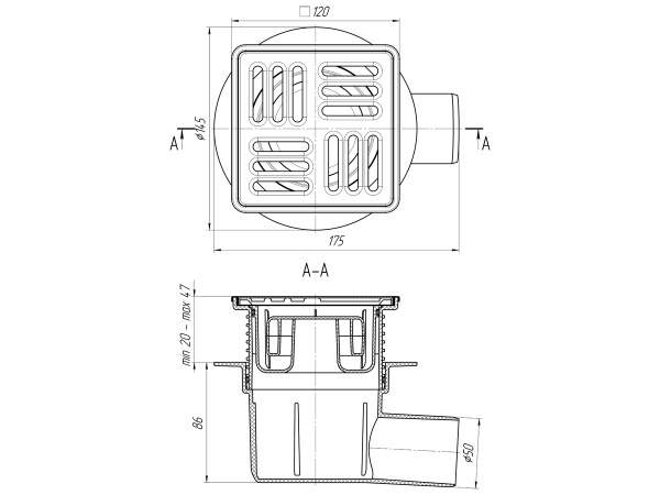 Душевой трап с дизайн-решеткой Дракон 21986-57