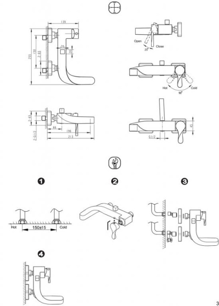 Смеситель для ванны c коротким изливом Bravat Wave F674108C-01