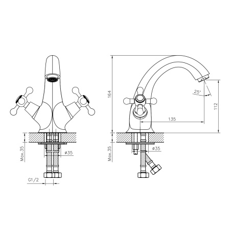 Смеситель для раковины DECOROOM DR54 DR54011