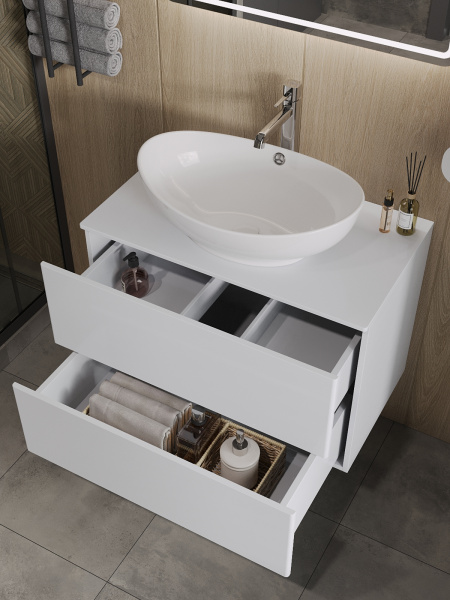 Тумба с раковиной Orange Otto Ot-75TuMDF+G56 подвесная, белый