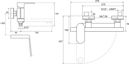 Смеситель для ванны Ravak Chrome CR 022.00/150 X070042
