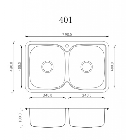 Кухонная мойка (79х48) EMAR 401
