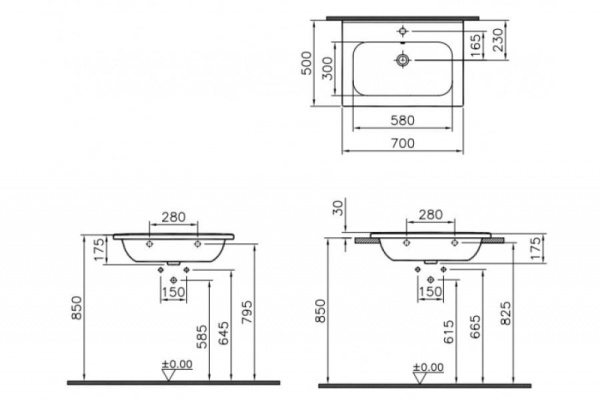 Раковина 60x50 см Vitra D-Ligh 5918B003-0001
