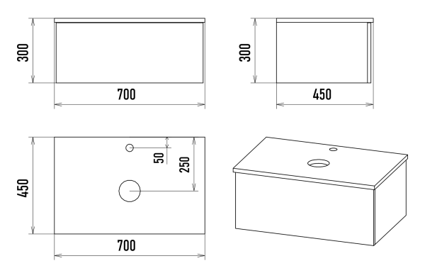 Тумба под раковину Misty Ива 70  П-Ива-01070-481Я
