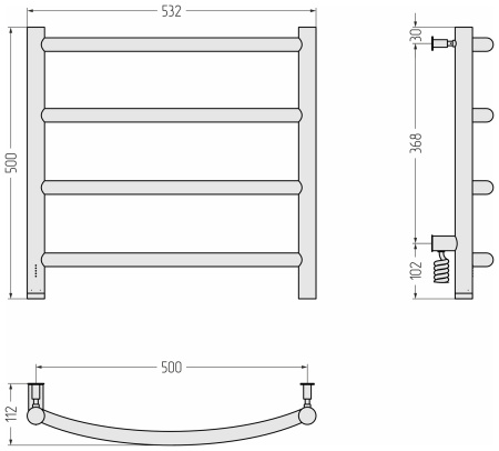 Полотенцесушитель электрический Сунержа Галант 4.0 (50х50) 15-0830-5050 левый
