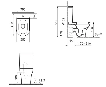 Унитаз с бачком, крышкой-сиденьем Vitra Zentrum 9012B003-7226