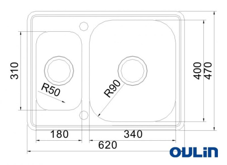 Кухонная мойка (62х47) Oulin OL-0304
