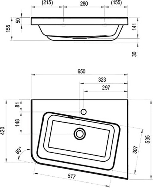 Раковина подвесная Ravak 10° XJIP1165000