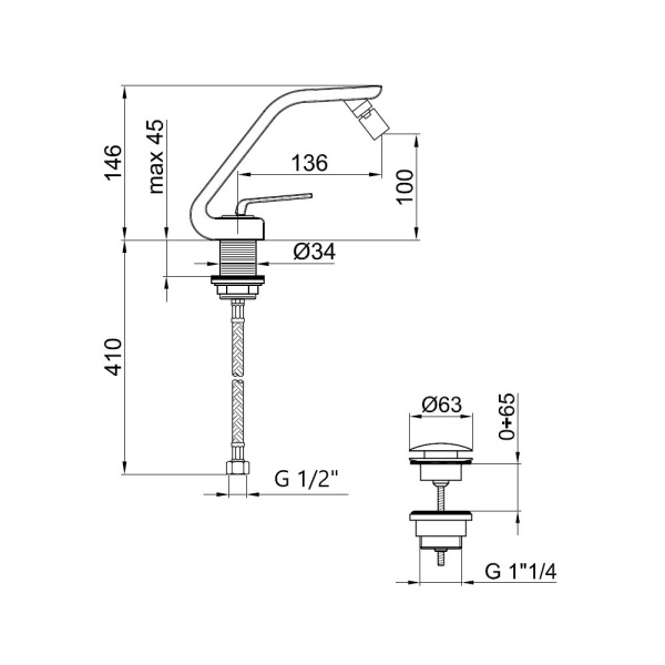 Смеситель для биде Webert Wolo WO840102564, черный Смеситель для биде Webert Wolo WO840102564, черный