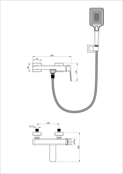 Смеситель для ванны с душем WONZON & WOGHAND DIAMOND, темный графит WW-88639011-BGM Смеситель для ванны с душем WONZON & WOGHAND DIAMOND, темный графит WW-88639011-BGM