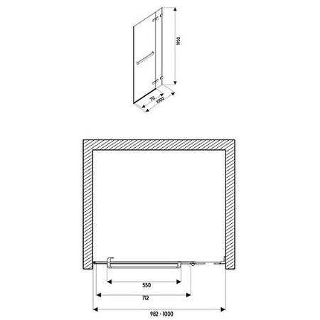 Двери распашные Kolo Next, релинг, Reflex (правые) HDRF10222R03R