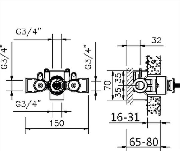 Встраиваемая часть термостатического смесителя HUBER ZB00722104