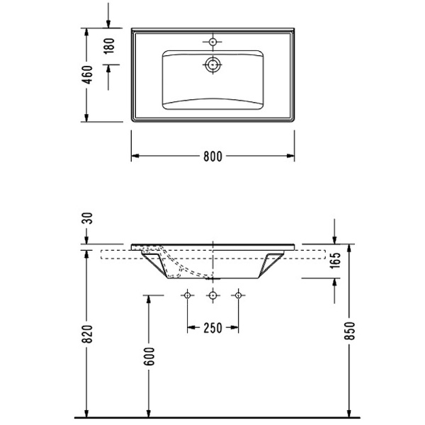 Раковина встраиваемая сверху (80х46) Serel 3035