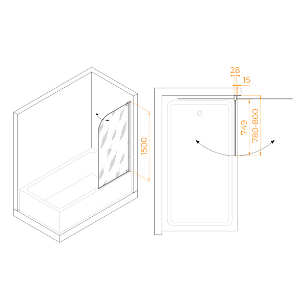 Шторка на ванну 80 см RGW Screens SC-01 03110108-11