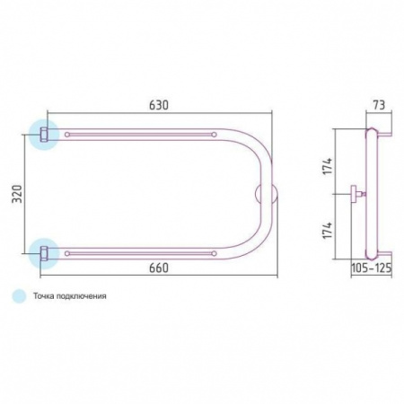 Полотенцесушитель водяной П-образный с двумя полками Сунержа 00-0004-3265