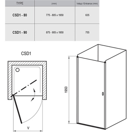 Душевая дверь Ravak Chrome CSD1-80 0QV40100Z1