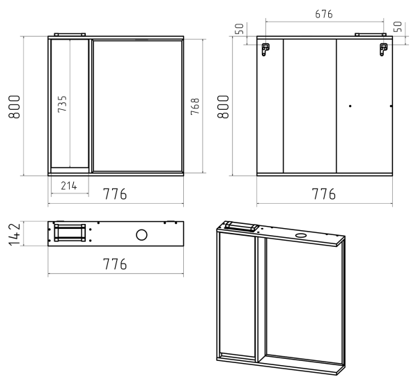 Зеркальный шкаф (78х80) Brevita Balaton 80 левый  BAL-04080-01-Л