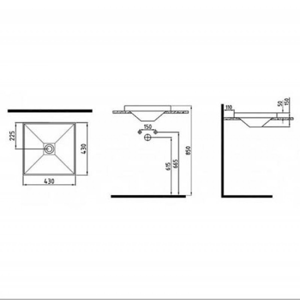 Раковина встраиваемая сверху (43х43) Bien Infinitum INLU04301FD0W3000