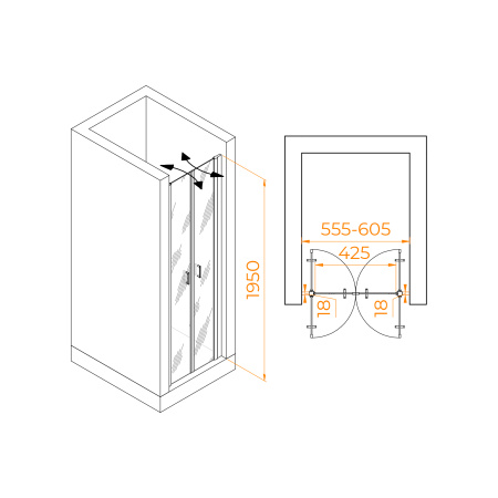 Душевая дверь 60 см RGW Passage PA-104 060810406-11 прозрачное