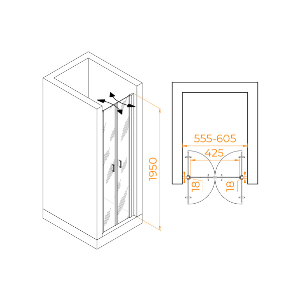 Душевая дверь 60 см RGW Passage PA-104 060810406-14 прозрачное