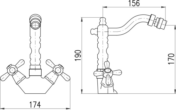 Смеситель для биде Rav Slezak Morava Retro MK120.5/9CMATSM черный/бронза