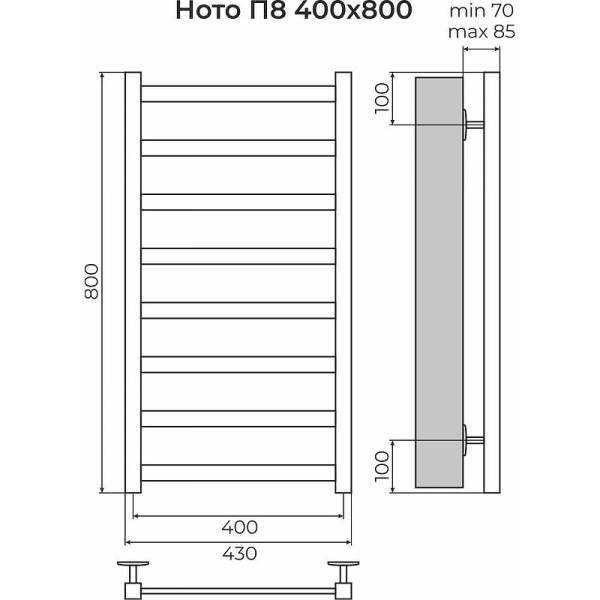 Полотенцесушитель водяной (40х80) П8 Terminus Ното 4670078560681